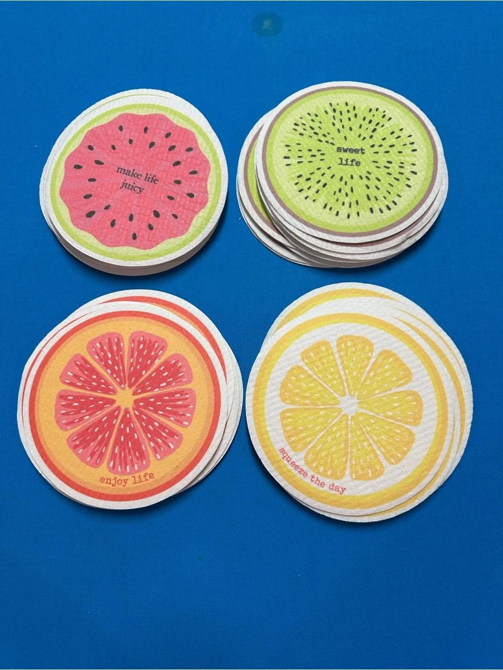 NWT Mud Pie Fruitfully Fun Dishcloths Swedish Towels (Set of 4)